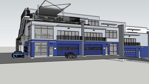 An image of new condos overlooking a North Georgia racetrack, in renderings. 