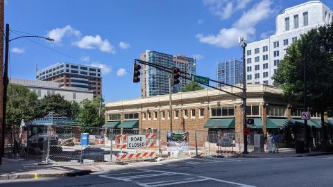 A small park seen under construction in Midtown Atlanta. 
