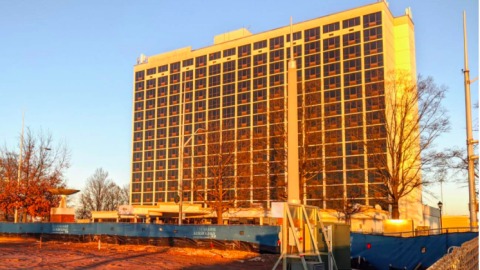A closed hotel shown just south of downtown Atlanta. 