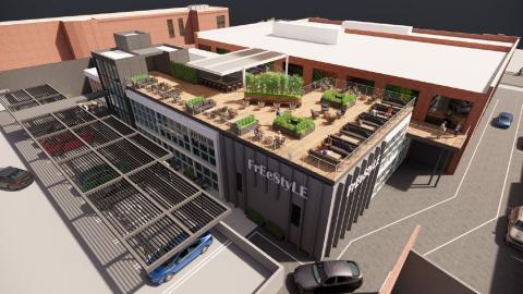 A rendering of a former Coca-Cola bottling plant in Atlanta that's moving forward as new offices.