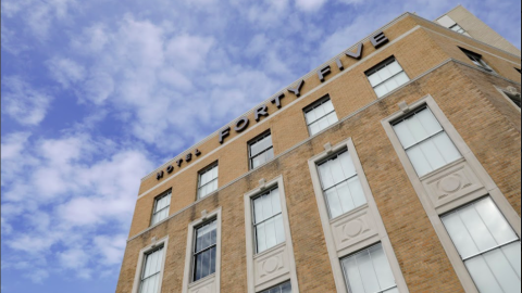 A photograph of a new small hotel in downtown Macon GA that was renovated. 
