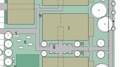 A site plan for a missing middle home development in Atlanta that would replace homes.