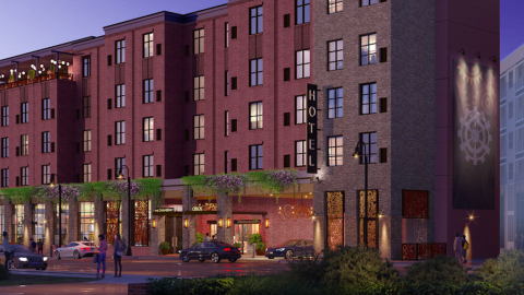 An image of a site where a new hotel is planned under blue purple skies north of atlanta. 